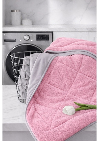 Pamuklu Lüks Çift Taraflı Çift Kişilik Welsoft Yorgan 195x215cm Pembe-gri