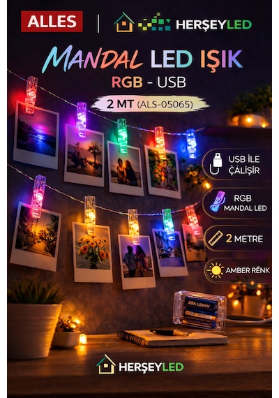 Mandal Led Işık Rgb - Usb 2 Mt RGB