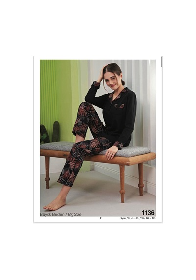 Miss Klein Kadın Büyük Beden Gömlek Yaka Pamuklu Likralı Kısa Kol Pijama Takımı 1136 - 1 Adet Siyah Miss Klein Kadın Büyük Beden Gömlek Yaka Pamuklu Likralı Kısa Kol Pijama Takımı 1136 - 1 Adet Siyah