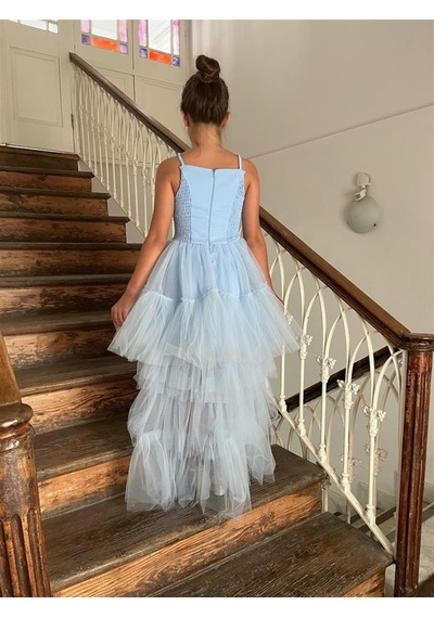 Butikhappykids Kız Çocuk Askılı Mavi Zincir Detaylı Kat Etekli Kuyruklu Abiye Elbise 10-15 Yaş Mavi Butikhappykids Kız Çocuk Askılı Mavi Zincir Detaylı Kat Etekli Kuyruklu Abiye Elbise 10-15 Yaş Mavi