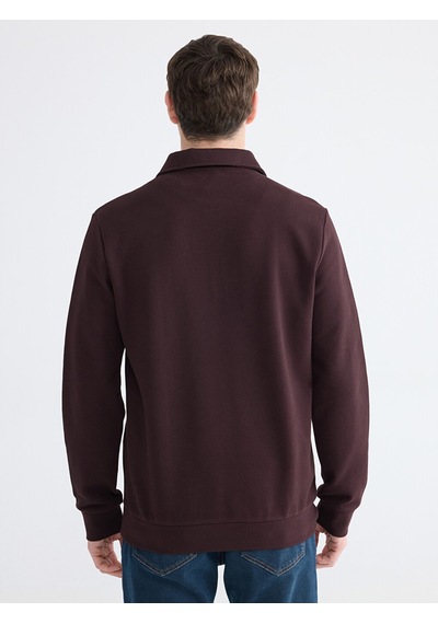 Lcwaıkıkı Classic Mürdüm Polo Yaka Erkek Sweatshirt