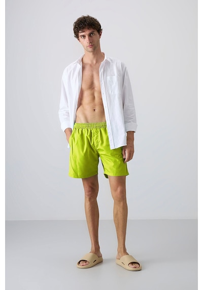 Tommylife Neon Sarı Hızlı Kuruyan Standart Fit Erkek Deniz Şortu - 81237