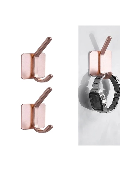 Yapışkanlı Metal Banyo Mutfak Eşya Askılığı-al4618 2 Adet Pembe Siyah