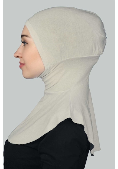 Altobeh Kadın Tesettür Pratik Boyunluklu Ninja Hijab - Sporcu Bone Eşarp Şal - Koyu Krem