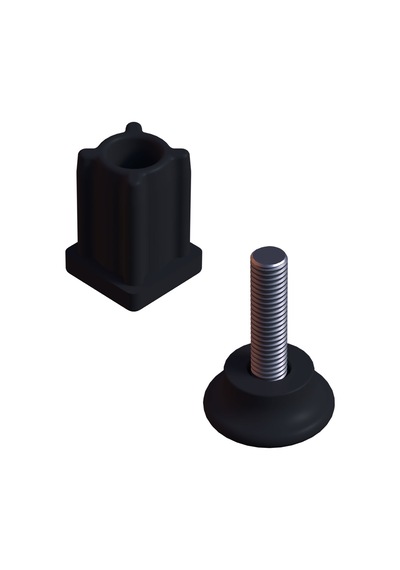 Cateksss 20x20 Mm Plastik Rotil Ayak - Profil Ayağı Tezgah Ayarlı Ayak Siyah - 36 Lı Paket