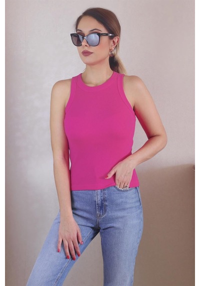Ritnice Kadın Premium Doku Fuşya Fitilli Pamuklu Atlet