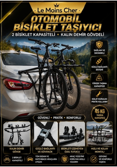 Ds Ds 9 Rivoli Oto Bagaj Üstü 2 Bisiklet Taşıma Aparatı Metal Gövdeli