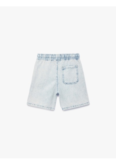 Koton Cep Detaylı Beli Bağlamalı Denim Şort Lıght Indıgo 6skb40072td Açık Mavi