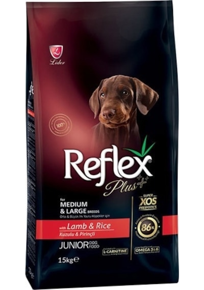 Reflex Plus Orta Büyük Irk Kuzu Etli & Pirinçli Yavru Köpek Maması 15 KG + 3 KG