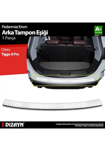 S-dizayn Chery Tiggo 8 Pro Krom Arka Tampon Eşiği 2022 Üzeri A+ K