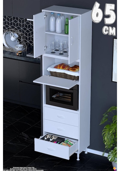 Roven 65 Cm Fırın Dolabı Kahve Köşesi Üst Kapaklı 3 Çekmeceli Çok Amaçlı Kiler Dolabı Beyaz Roven 65 Cm Fırın Dolabı Kahve Köşesi Üst Kapaklı 3 Çekmeceli Çok Amaçlı Kiler Dolabı Beyaz