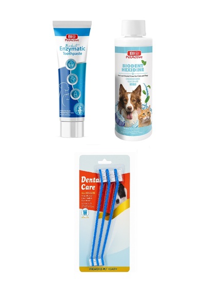 Bio Petactive Biodent Enzymatic Köpek Diş Macunu 100 Ml + Biodent Hexidine 250 Ml + Diş Fırçası 3 Lü