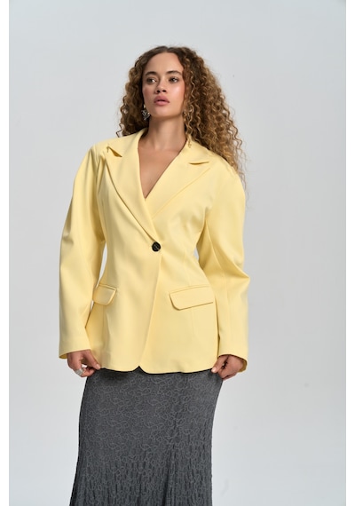 Mai Studios Co. Briella Belden Oturtmalı Sarı Blazer Sarı