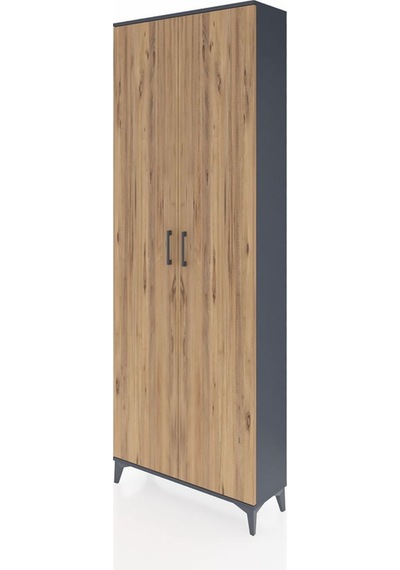Arges Dolap 2 Raflı 2 Kapaklı Tek Askılı 88x30x243 Antrasit-çam Antrasit