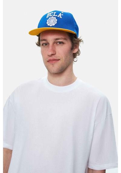 Ucla Roscoe Beyaz Bisiklet Yaka Baskılı Oversize Erkek Tshirt Beyaz