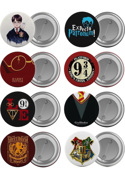 Harry Potter Çanta Rozeti Seti 8 Adet En Büyük Boy 5.8cm İğneli Broş