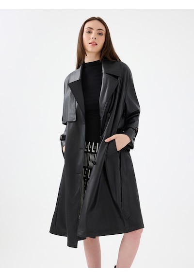 Loose Fit Kadın Trenchcoat Siyah