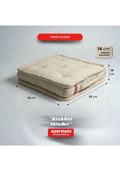 Xpermate Bisküvi Minder Petek Önü Fransız 55x55x14 Bej