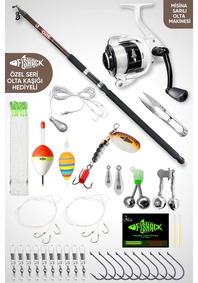Deniz Ve Göl Surf Olta Takımı Seti 350cm Kamış 60/120gr / 60'lık Makine Kahve - 35 Parça