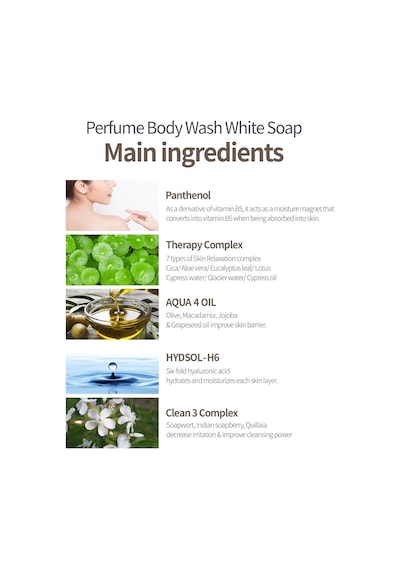 6 Hyalüronik Asit İle Nemlendiren Parfümlü Duş Jeli Perfume Body Wash White Soap Diğer