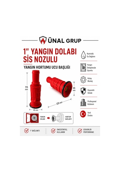 1 İnç Yangın Dolabı Sis Nozulu Yangın Hortum Ucu Başlığı Yangın Dolabı Lansı 32 Mm