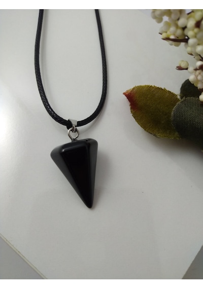 Oniks Taşi Kolye/ Pandül Şeklinde Doğaltaş  Kolye Çok Renkli
