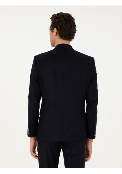 Cacharel Koyu Lacivert Slim Fit Blazer Ceket