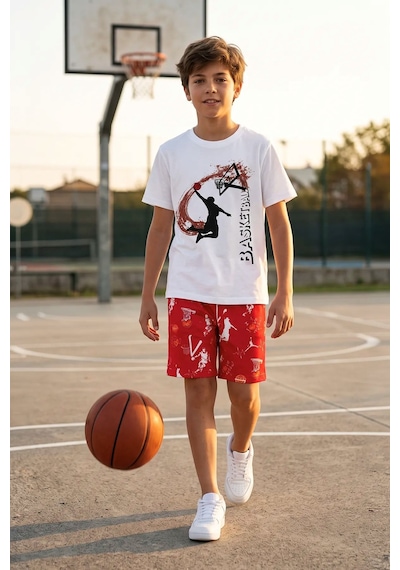 Zuzunga Erkek Çocuk Basketbol Baskılı Tişört Ve Şort 2 Li Takım Kırmızı Beyaz Kırmızı - Beyaz Zuzunga Erkek Çocuk Basketbol Baskılı Tişört Ve Şort 2 Li Takım Kırmızı Beyaz Kırmızı - Beyaz