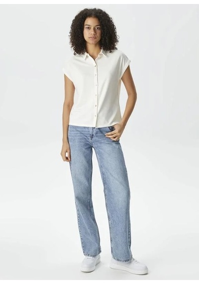 Kadın Nautica Kısa Kollu Relaxed Fit Polo Gömlek - Beyaz Beyaz