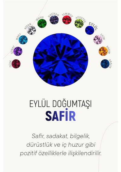 Eylül Safir Doğum Taşı Rose Tektaş Çivili Gümüş Küpe