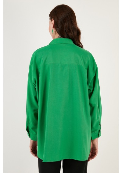 Lela Pamuklu Oversize Dokuma Bayan Gömlek 6234760 Benetton