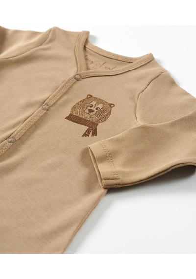 Tinylamb Cool Bear Unisex 3 Parça Hastane Çıkışı Takımı Organik Pamuk Yenidoğan Mini Set Toprak