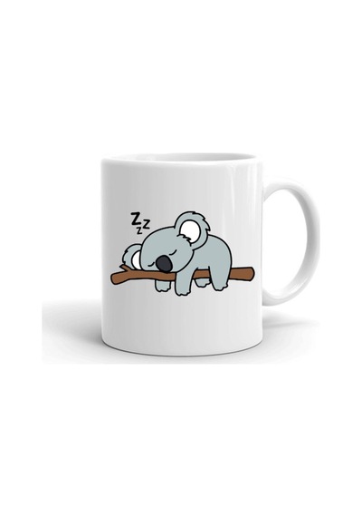 Lazzy Koala Baskılı Seramik Beyaz Kupa