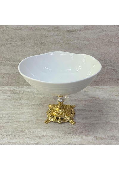 Porselen Ayaklı Bol Kase Gold Ayaklı 20 Cm