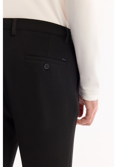 Avva Erkek Siyah Yani Lastikli Bi-stretch Hafif Slim Fit Pantolon A52y3218