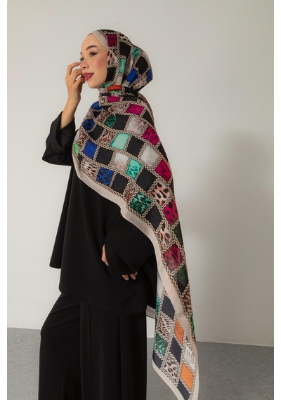 Mimiyum Soft Şal Zincir Leopar Bej
