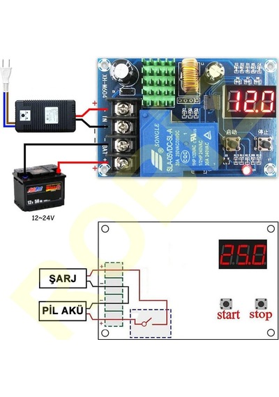 XH-M604 30A Akü Şarj Kontrol Koruma Modülü 12V 24V Batarya Kurşun