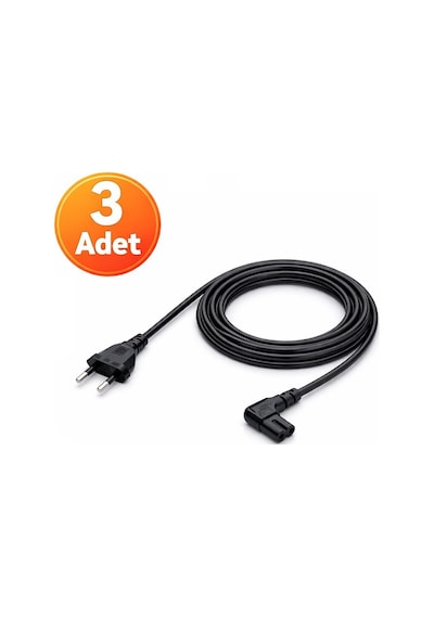 3 Adet - 90 Derece L Uç Teyp Radyo Fişi Ps5 Ps4 Ps3 Xbox One S X Power Güç Kablosu - 1.5m