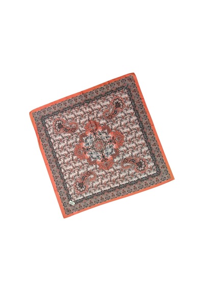 Mim Eşarp Prime Pamuk Etnik Desenli Eşarp 90x90 Cm Turuncu