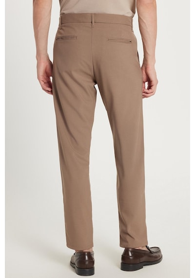Tudors Erkek Slim Fit Dar Kesim Esnek Yan Cepli Bilek Boy Canvas Kesim Kahverengi Pantolon-34760 Kahverengi