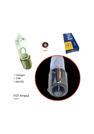 Tas Süperlight 12v H21 Ampul 21w Bay9s Halogen Sl3327 10 Lu