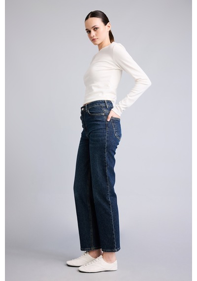 Defacto Comfort Straight Normal Bel 5 Cepli Yıkamalı Jean Pantolon H1654ax26aunm35 Mavi-nm35