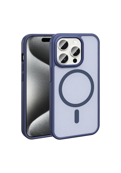 Apple Uyumlu iPhone 15 Pro Max Kılıf Magsafe Destekli Kamera Yükseltili Silikon Mat Parmak İzi Tutmayan Celikaksesuar Lacivert