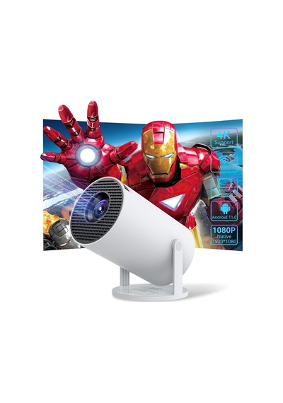 4k Hy300 Pro Projeksiyon Cihazı, 1080p Full Hd Görüntü Kalitesi, 200 Ansı Lümen Parlaklık, Dahili Hoparlörlü, Hdmı Usb Bağlantılı Wifi 6 Bluetooth 5, 40-130 Inch Görüntü, Ev Ofis İş Yeri İçin Uygun