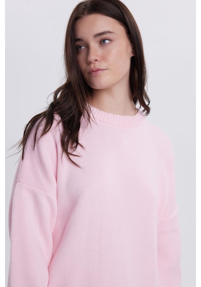Tudors Kadın Oversize Geniş Kesim Bisiklet Yaka Pembe Kazak-41723 Pembe
