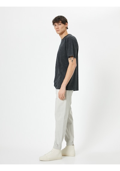 Koton Jogger Pantolon Slim Fit Beli Bağcıklı Cep Detaylı Taş 4sam40087hw Taş