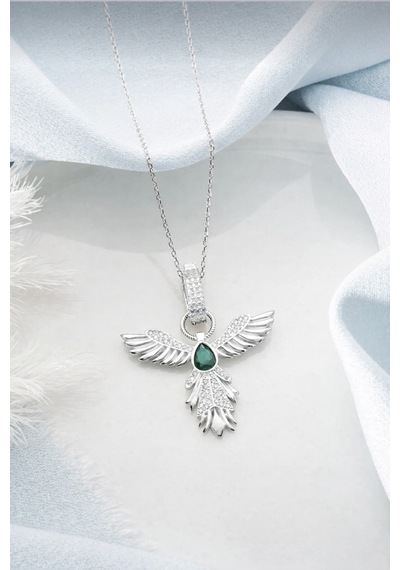 Çekirdekjewelry 925 Ayar Gümüş Rodyum Kaplama Zümrüdüanka Kolye Gri