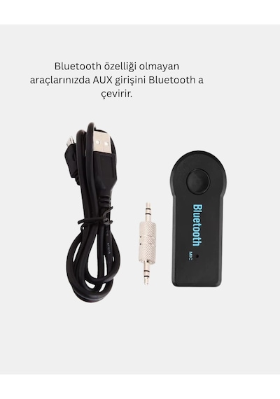 Hubrendy Tekno Bluetooth Aux Araç Kiti Eller Serbest Müzik Çalar Dahili Mikrofonlu