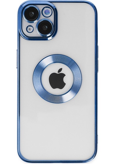 Apple Uyumlu iPhone 14 Plus Yanları Renkli Lens Korumalı Logo Gösteren Şeffaf Luxury Kılıf - Mor