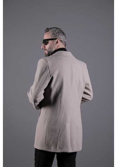 Ohepmoda Düğmeli Düz Erkek Kaşe Kaban Vizon
